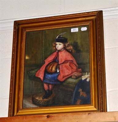 Lot 481 - Framed watercolour portrait of a young girl wearing a red coat