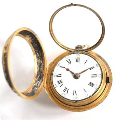 Lot 225 - A Gilt Metal Pair Cased Repousse Pocket Watch, signed George Graham, London, no.4839, gilt...