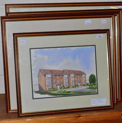 Lot 495 - Five contemporary architectural watercolours of Darlington and Barnard Castle developments