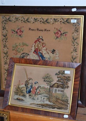 Lot 498 - Framed woolwork picture and a larger example