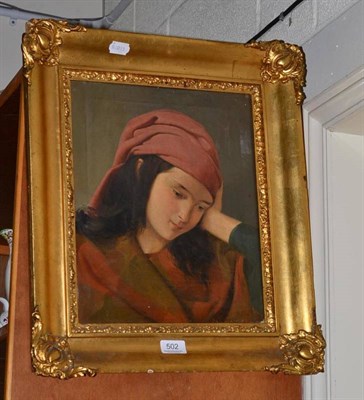 Lot 502 - Gilt framed oil portrait of a young girl