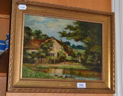 Lot 504 - Oil on canvas, river landscape