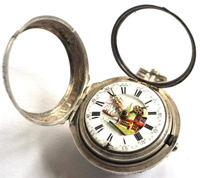Lot 228 - A Silver Repousse Pair Cased Verge Pocket Watch, signed Charles Cabrier, London, circa 1760,...