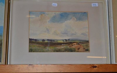 Lot 512 - Framed watercolour with figures on a lane by C H Mackie and two watercolours of landscapes by...