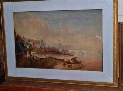 Lot 516 - A 19th century watercolour of London from the river, in the manner of Turner