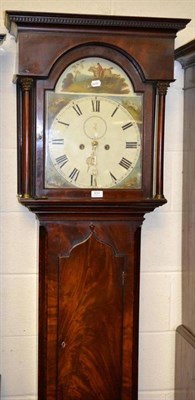 Lot 531 - A mahogany framed eight day longcase clock with painted arched dial