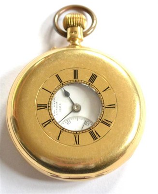 Lot 230 - An 18ct Gold Half Hunting Cased Keyless Pocket Watch, signed Dent, Watchmaker to the Queen, 61...