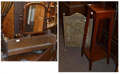 Lot 554 - A Victorian mahogany framed toilet mirror, an Edwardian mahogany plant stand, a fire screen and...