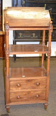 Lot 592 - A 19th century mahogany whatnot with hinged reading stand to the top