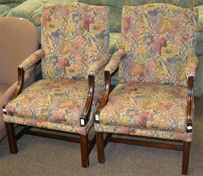 Lot 603 - Pair of mahogany open framed armchairs