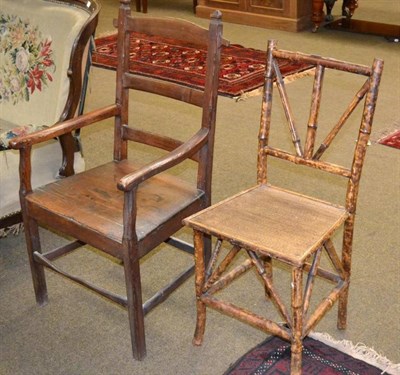 Lot 614 - Kitchen armchair and bamboo chair