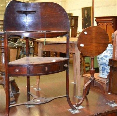 Lot 619 - A mahogany corner washstand and a George III pole screen