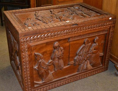 Lot 621 - A West African large carved hardwood linen chest