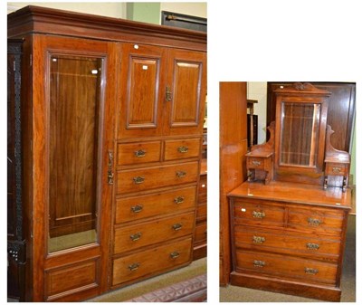 Lot 628 - Wardrobe (lacking base) and matching dressing table