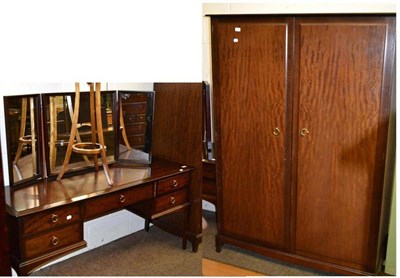 Lot 632 - A modern Stag bedroom suite comprising double wardrobe, dressing table and tallboy chest