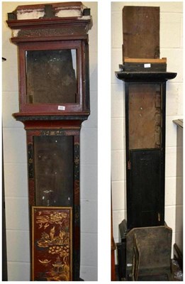 Lot 635 - An ebonised longcase clock case and a Japanned longcase clock  case(2) (distressed)