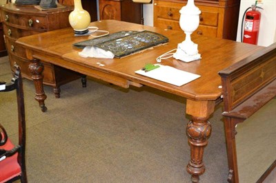 Lot 642 - 19th century oak extending dining table and two leaves and winder