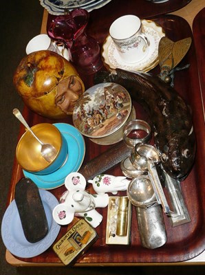 Lot 2 - Small quantity of silver, spectacles, pot lid, tobacco jar, ceramics and collectables etc