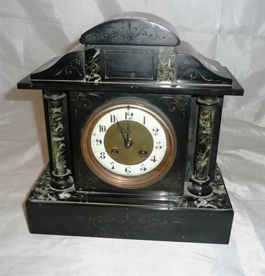 Lot 4 - Edwardian black slate and marble mantel clock