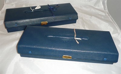 Lot 15 - Two blue leather jewellery cases