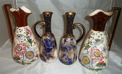 Lot 17 - Pair of Doulton Burslem ewers and a pair of Staffordshire ewers (4)