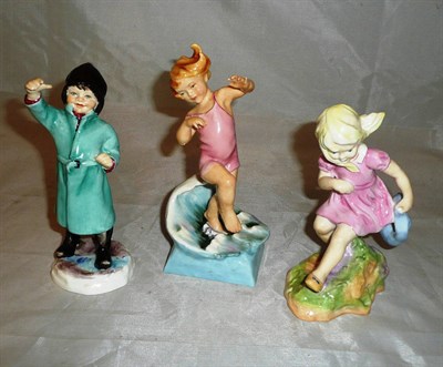 Lot 52 - Three Royal Worcester figures, 'March' 3454, 'July' 3440 and 'February' 3453