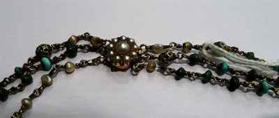 Lot 82 - Three strand pearl and turquoise necklace