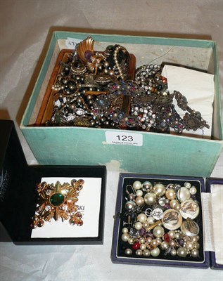 Lot 123 - Silver and other costume jewellery, 1920s to 1960s including a plaque necklace, bead and other...