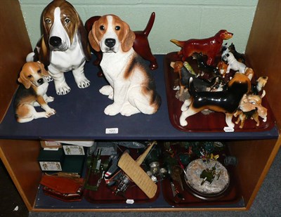 Lot 127 - A quantity of modern ceramic model dogs, a Beswick Goldcrest and a small quantity of modern...