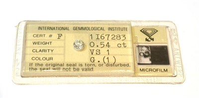 Lot 269 - A Diamond, the round brilliant cut diamond in a sealed packet, from the International...