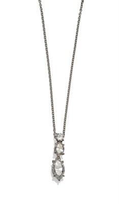 Lot 270 - A Diamond Necklace, the articulated pendant comprising a round brilliant cut diamond suspending two