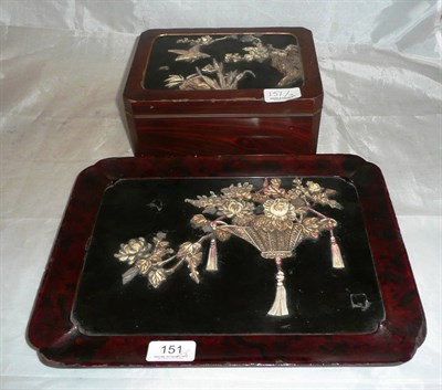 Lot 151 - Two Shibayama type pieces - a box and a tray