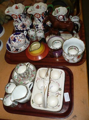 Lot 154 - A set of three Allertons jugs, a Dresden planter, Coalport coffee set, gaudy Welsh cup and...