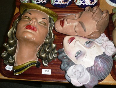 Lot 160 - Three Art Deco wall masks