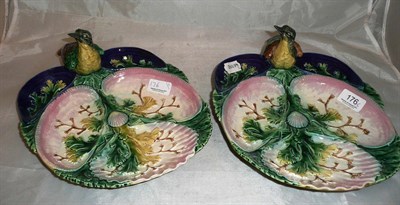 Lot 176 - Pair of Victorian Majolica oyster dishes