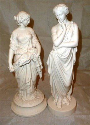 Lot 181 - A pair of Parian figures of classical maidens