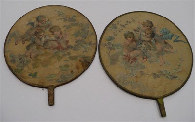 Lot 220 - Two hand painted discs (on silk)