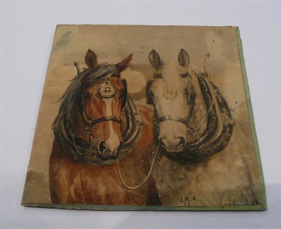 Lot 221 - Alderson sisters, small watercolour study of two horses