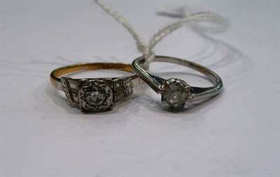 Lot 230 - Two diamond solitaire rings