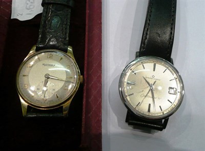 Lot 233 - A gold cased Rotary wristwatch and an Eternamatic steel wristwatch