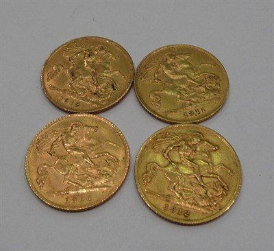 Lot 236 - Four half sovereigns 1911, 2 x 1912 and 1914