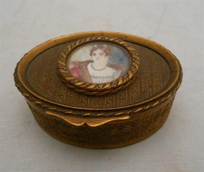 Lot 238 - Gilt oval trinket box with portrait