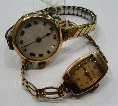 Lot 241 - Two lady's 9ct gold wristwatches, both cases stamped 375