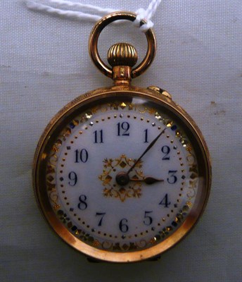 Lot 246 - A lady's fob watch, case stamped 14k