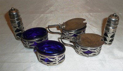 Lot 247 - Six piece silver condiment set