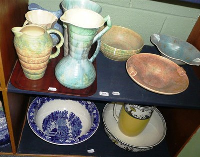 Lot 281 - Quantity of assorted Art Deco and later pottery on two shelves