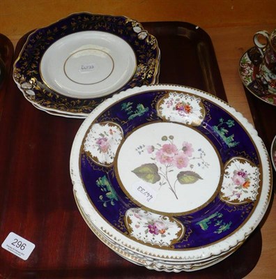 Lot 296 - Five Rockingham plates and two Spode plates