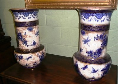 Lot 300 - A large pair of Doulton Burslem blue and white vases (a.f.)