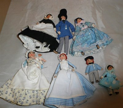 Lot 302 - Collection of miniature dressed peg dolls