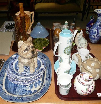 Lot 306 - Tea wares, blue and white meat plate, scent bottle etc